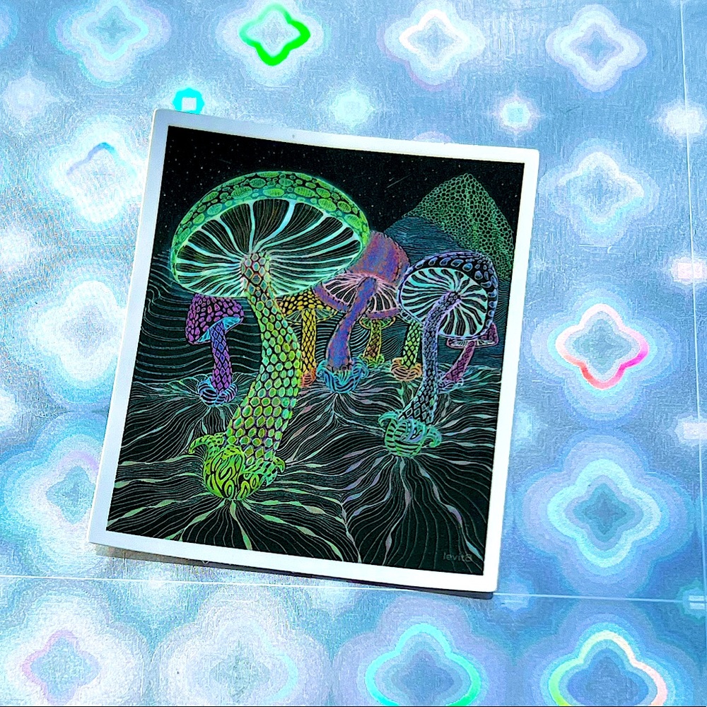 Connected Magic Mushroom Shrooms Nature Art Accent Decor Single Sticker